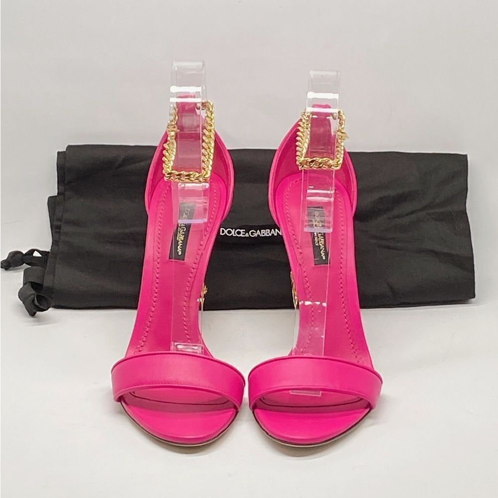 Dolce&Gabbana Sculpted-Heel Baroque DG Leather Sandals size 36.5 - Picture 11 of 13